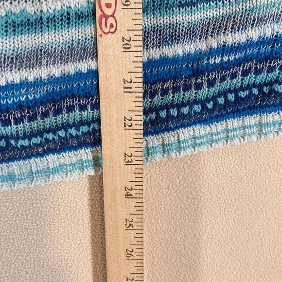 J. Jill Cardigan Women Large Blue Striped Linen Cotton Preppy Costal Resort Wear - Picture 4 of 10